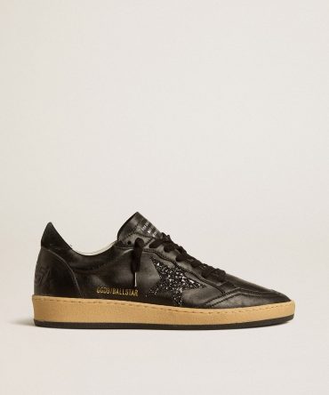 Women’s Ball Star in black nappa with black glitter star and suede heel tab