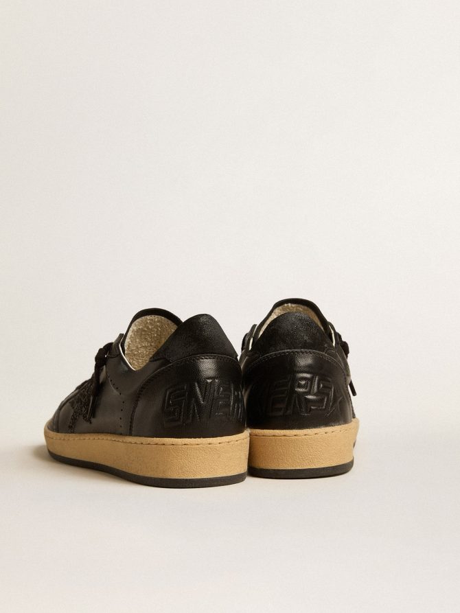 Women’s Ball Star in black nappa with black glitter star and suede heel tab - Image 5
