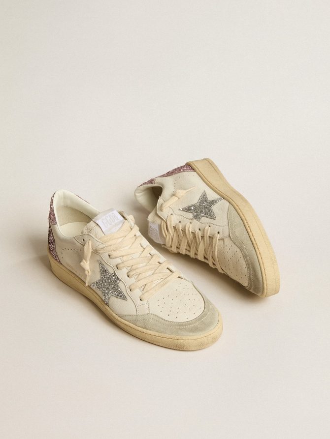 Ball Star with silver glitter star and pink glitter heel tab - Image 2