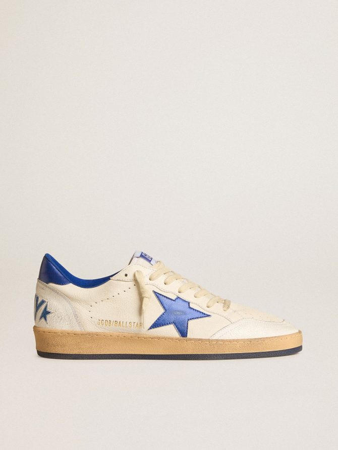 Women’s Ball Star Wishes in white nappa leather with bright blue star and heel tab - Image 2