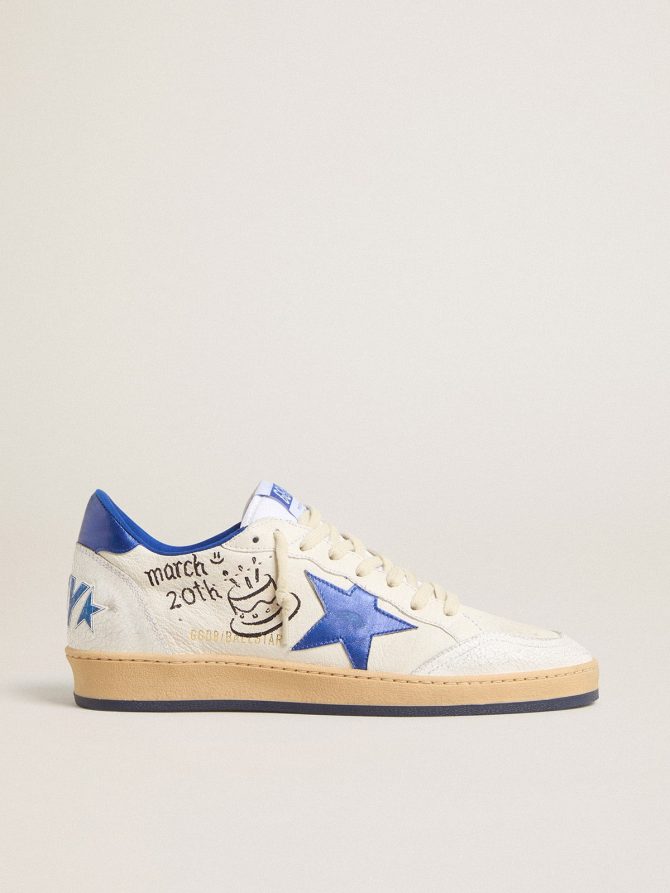 Women’s Ball Star Wishes in white nappa leather with bright blue star and heel tab - Image 5