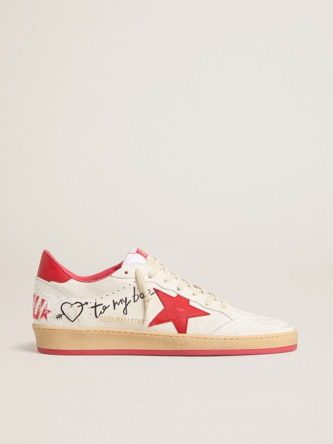Women’s Ball Star  Wishes in white leather with a red star and heel tab - Image 5