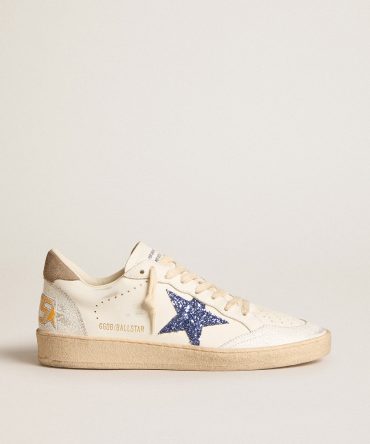 Ball Star with blue glitter star and dove-gray suede heel tab