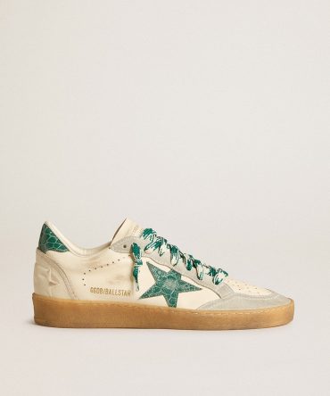 Women’s Ball Star LTD in nappa with green crocodile-print leather star