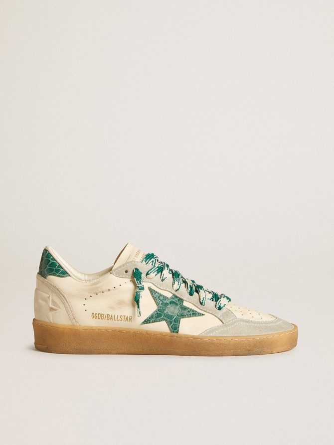 Women’s Ball Star LTD in nappa with green crocodile-print leather star