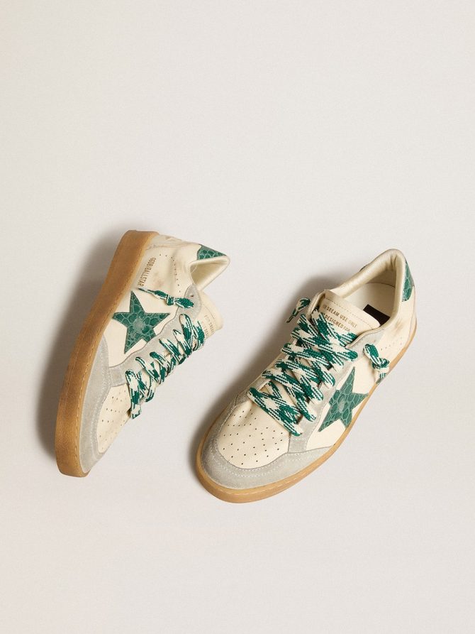 Women’s Ball Star LTD in nappa with green crocodile-print leather star - Image 2
