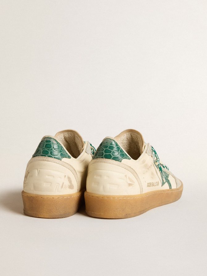Women’s Ball Star LTD in nappa with green crocodile-print leather star - Image 5
