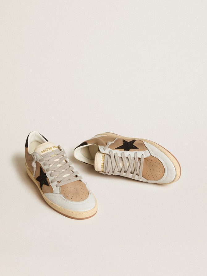 Ball Star in beige nubuck and nappa with black Swarovski crystal star - Image 2