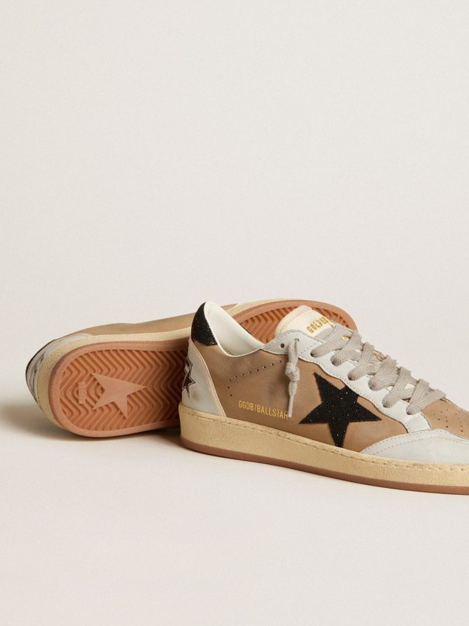 Ball Star in beige nubuck and nappa with black Swarovski crystal star - Image 4