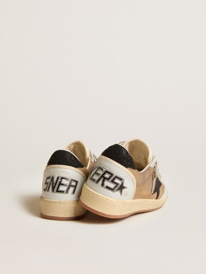 Ball Star in beige nubuck and nappa with black Swarovski crystal star - Image 5