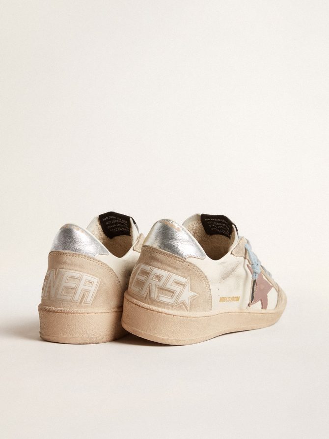 Women’s Ball Star LTD in white nappa and pearl suede with mauve leather star - Image 4