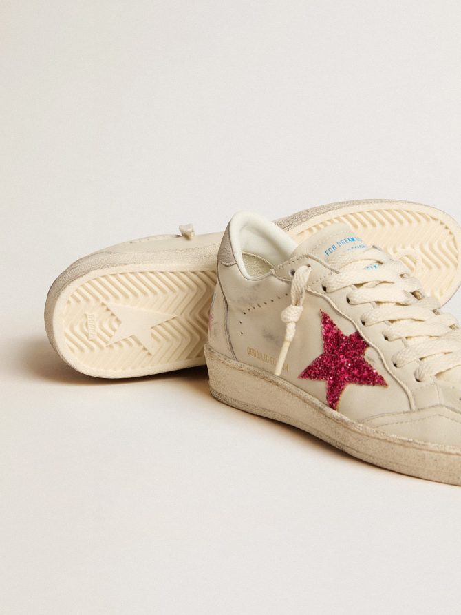 Ball Star LTD with fuchsia glitter star and light gray suede heel tab - Image 3