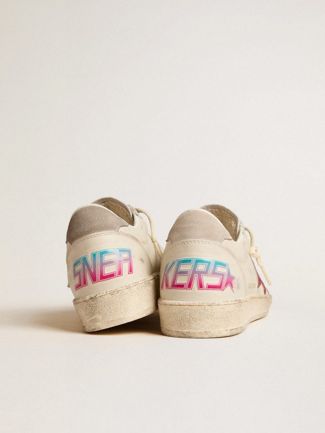 Ball Star LTD with fuchsia glitter star and light gray suede heel tab - Image 4