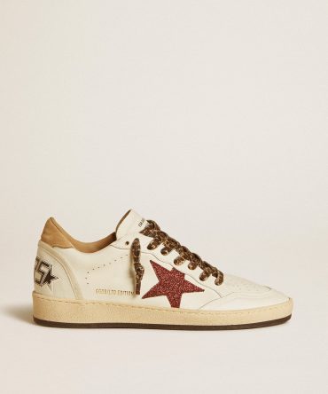 Women’s Ball Star LTD with burgundy glitter star and beige suede heel tab
