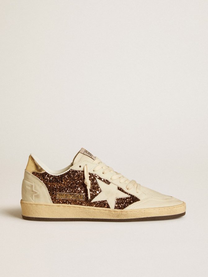 Women’s Ball Star in glitter with leather star and metallic leather heel tab