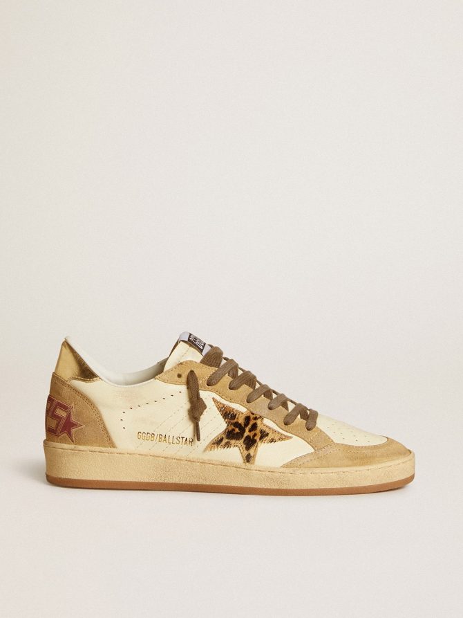 Women’s Ball Star in nappa and suede with pony skin star and metallic heel tab