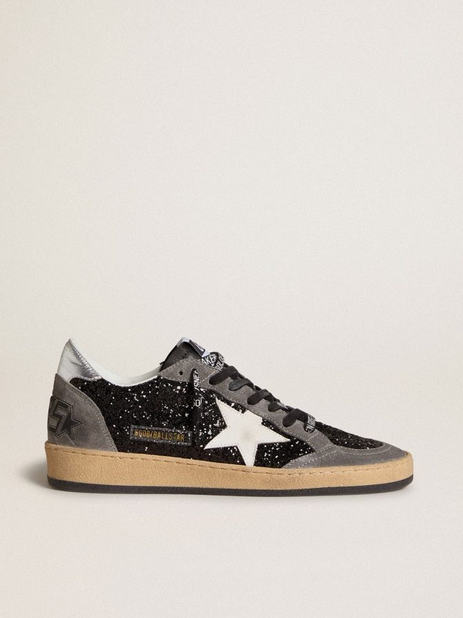 Women’s Ball Star in glitter with leather star and metallic leather heel tab