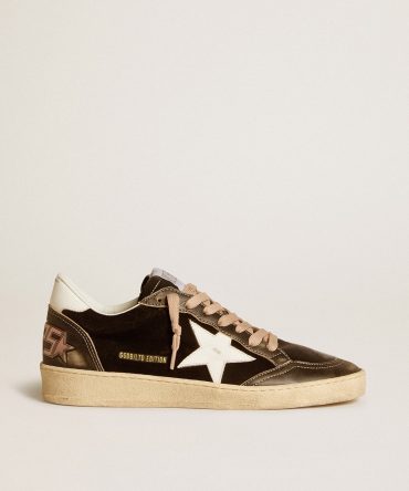 Ball Star LTD in black velvet with white leather star and heel tab