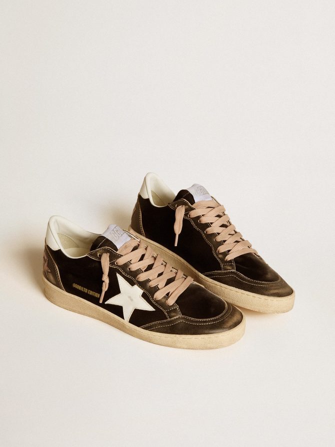 Ball Star LTD in black velvet with white leather star and heel tab - Image 2