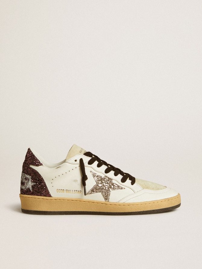 Women’s Ball Star in leather and suede with glitter star and heel tab