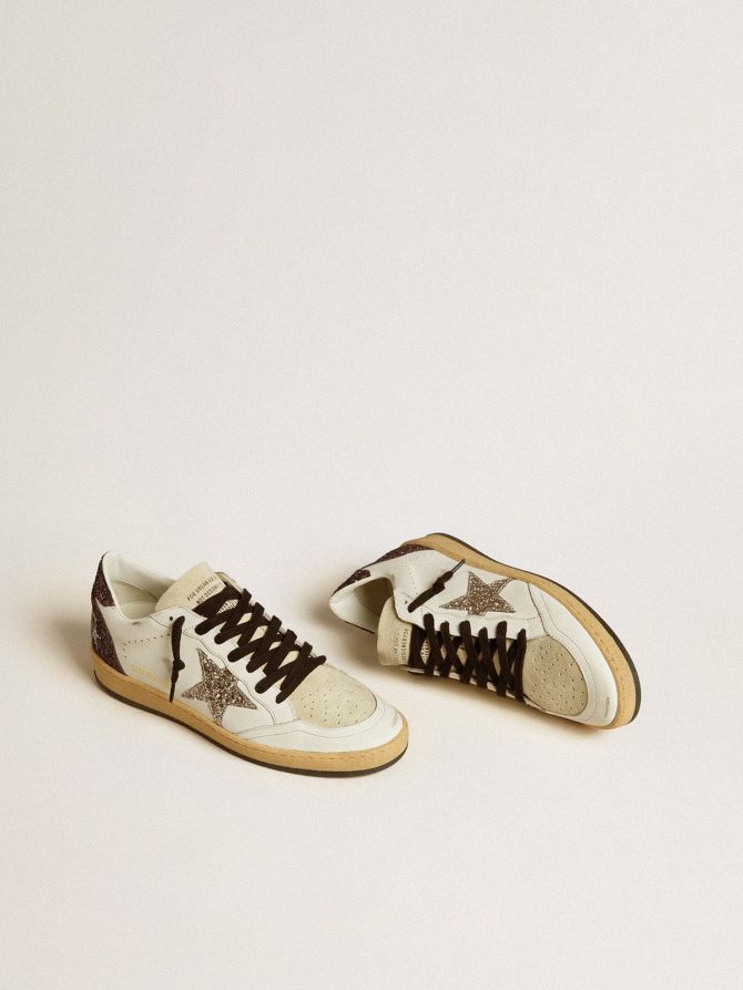 Women’s Ball Star in leather and suede with glitter star and heel tab - Image 2