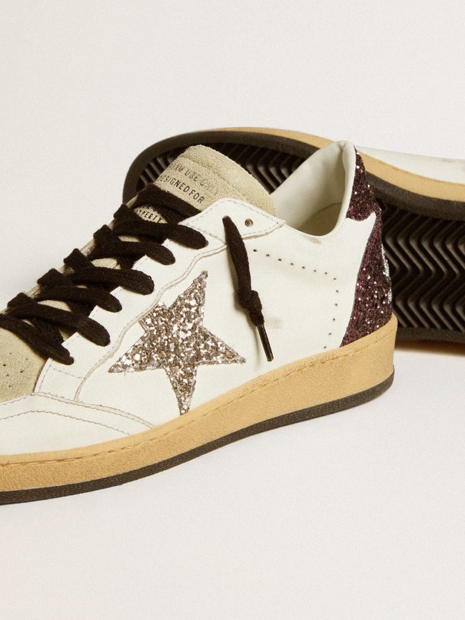 Women’s Ball Star in leather and suede with glitter star and heel tab - Image 3