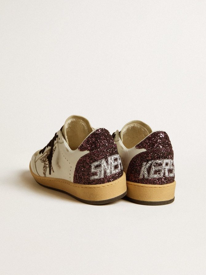 Women’s Ball Star in leather and suede with glitter star and heel tab - Image 4