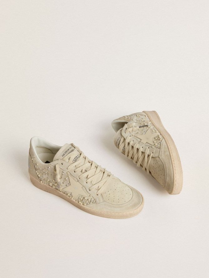 Ball Star in suede with Swarovski crystals and pearls and leather star - Image 2