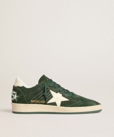 Women’s Ball Star in green suede with white leather star and heel tab
