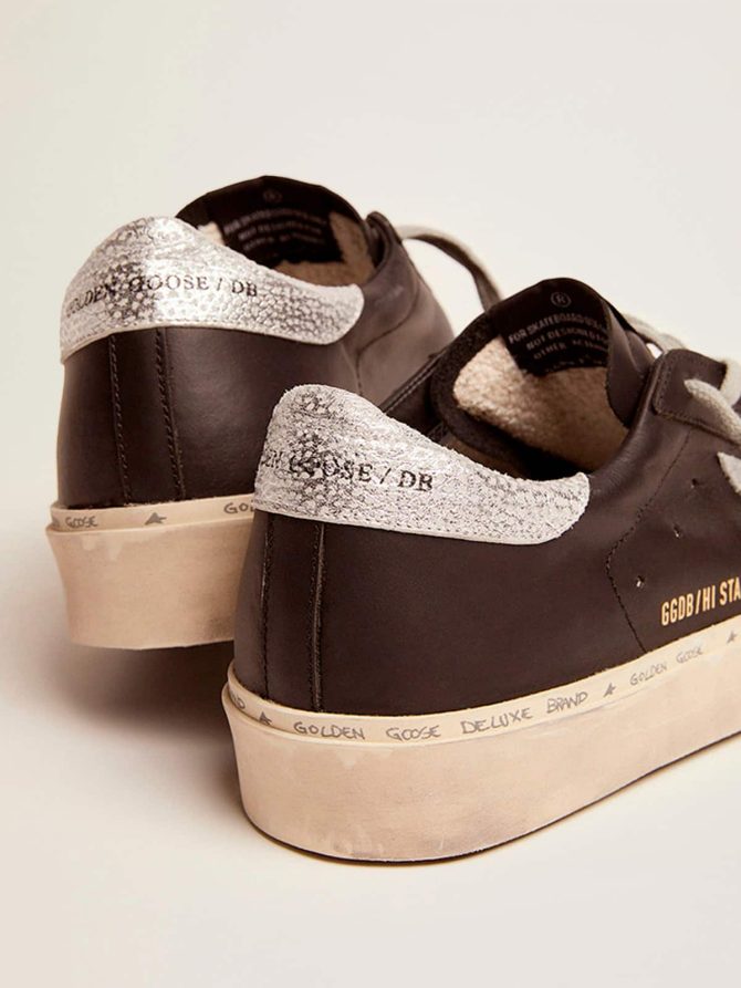 Women’s Hi Star in black leather with silver laminated leather star - Image 4