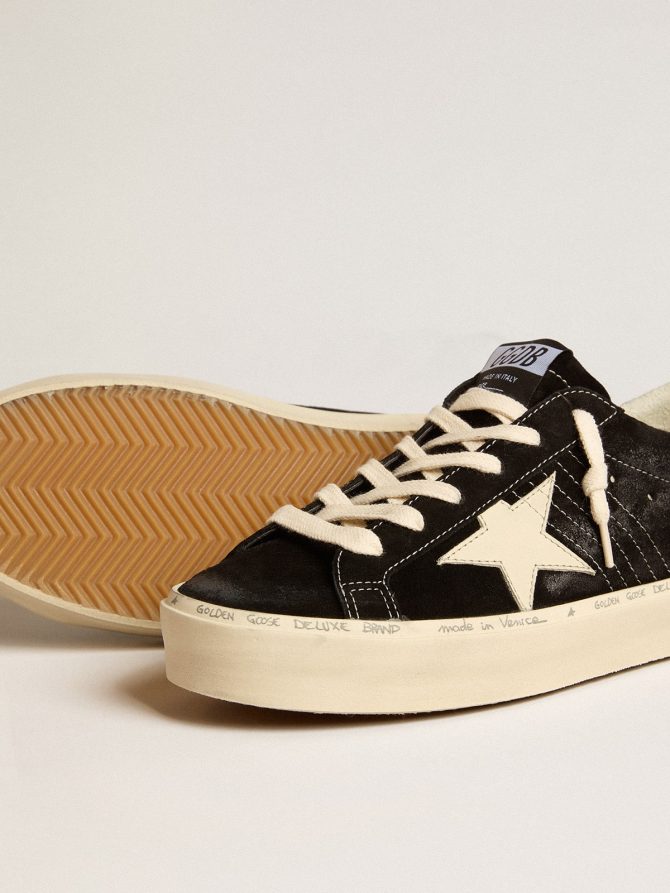 Women’s Hi Star in black leather with silver glitter heel tab - Image 3