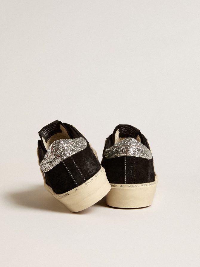 Women’s Hi Star in black leather with silver glitter heel tab - Image 4
