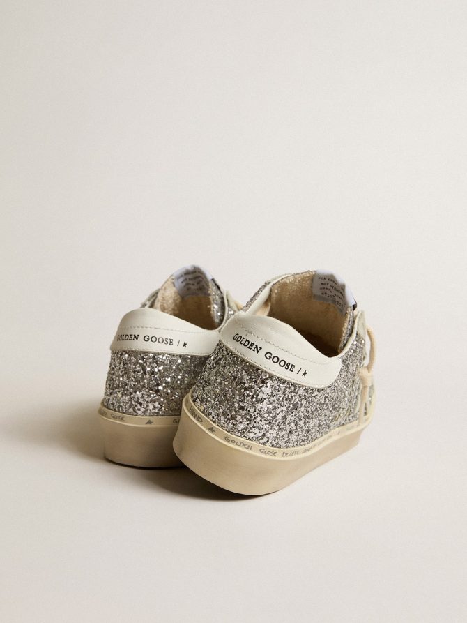 Women’s Hi Star in silver glitter with suede star and white heel tab - Image 4