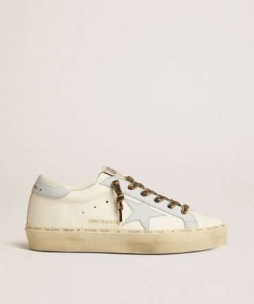 Hi Star LTD in leather with light blue leather star and heel tab