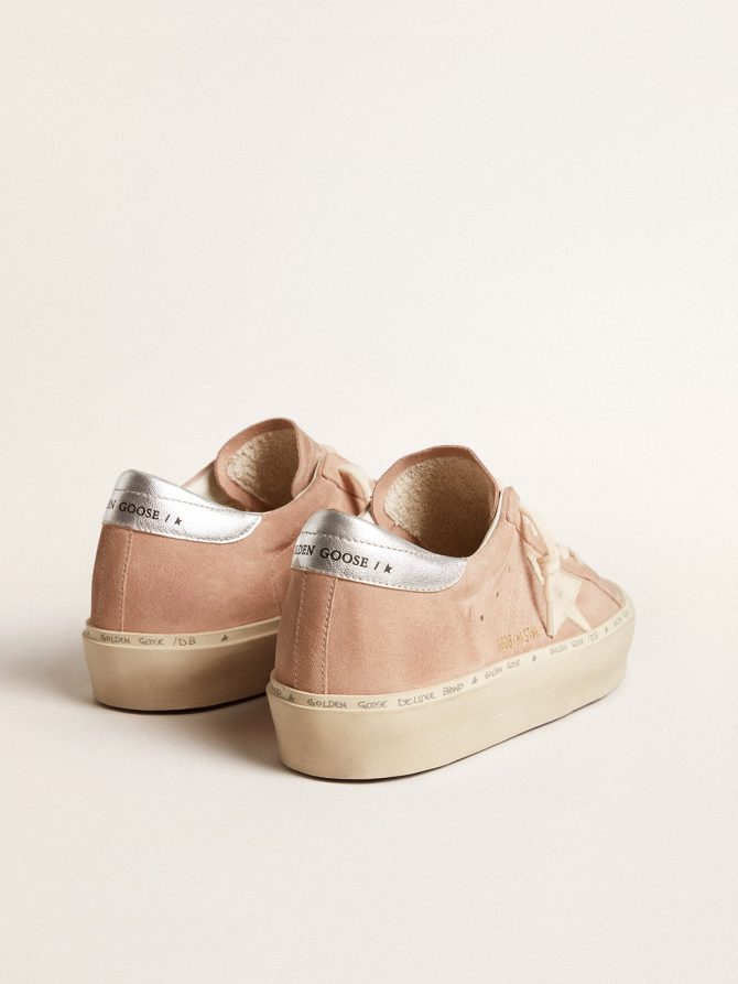 Women’s Hi Star in pink suede with cream star and silver leather heel tab - Image 4