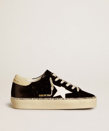 Hi Star in black velvet with white leather star and suede heel tab