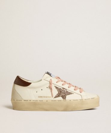 Women’s Hi Star LTD with glitter star and brown lizard-print heel tab