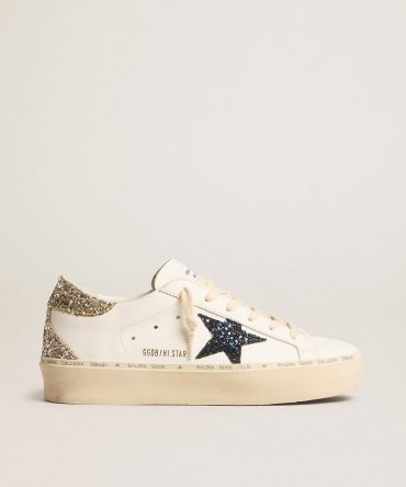 Women’s Hi Star with blue glitter star and platinum glitter heel tab