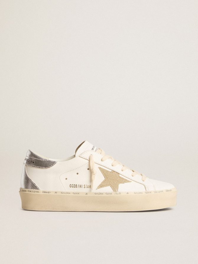 Women’s Hi Star with gold glitter star and lizard-print leather heel tab