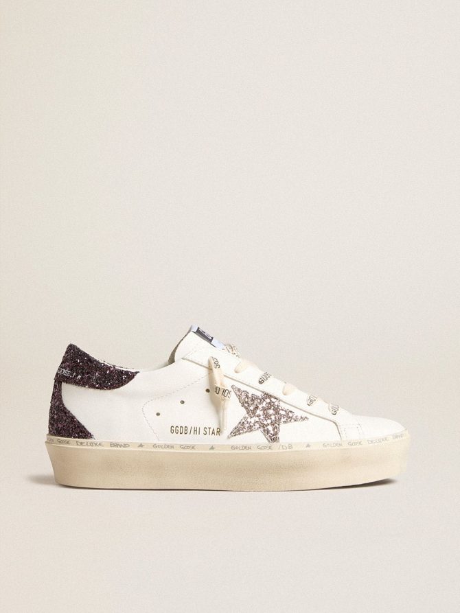 Women’s Hi Star with silver glitter star and ruby red glitter heel tab