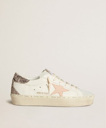 Hi Star in white nappa with pink leather star and glitter heel tab