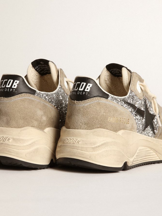 Women’s Running Sole in silver glitter and dove gray suede - Image 4