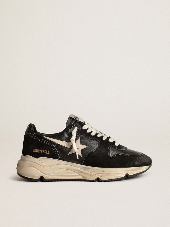 Women’s Running Sole in black nappa and suede
