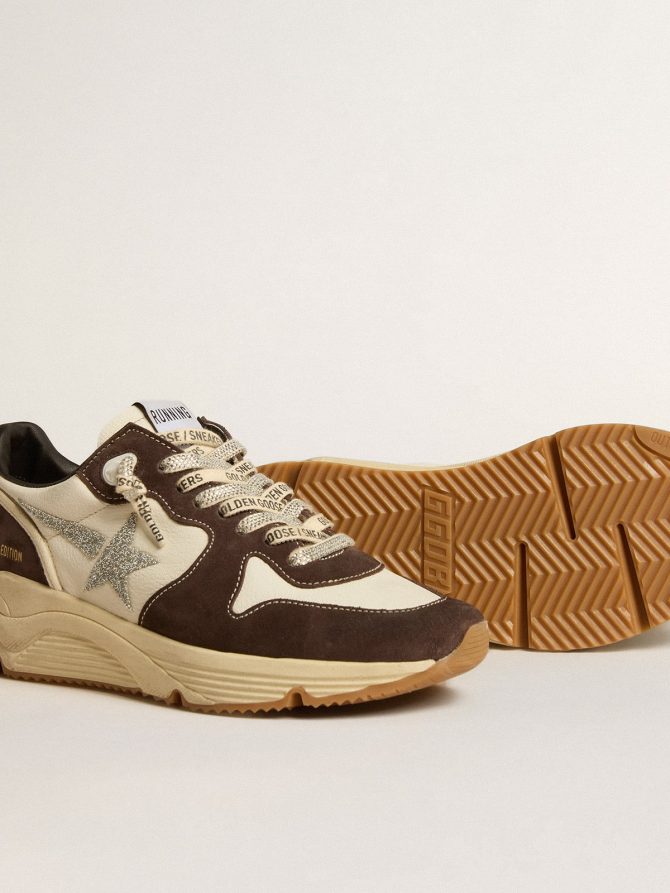 Running Sole LTD in nappa and brown suede with a Swarovski crystal star - Image 4