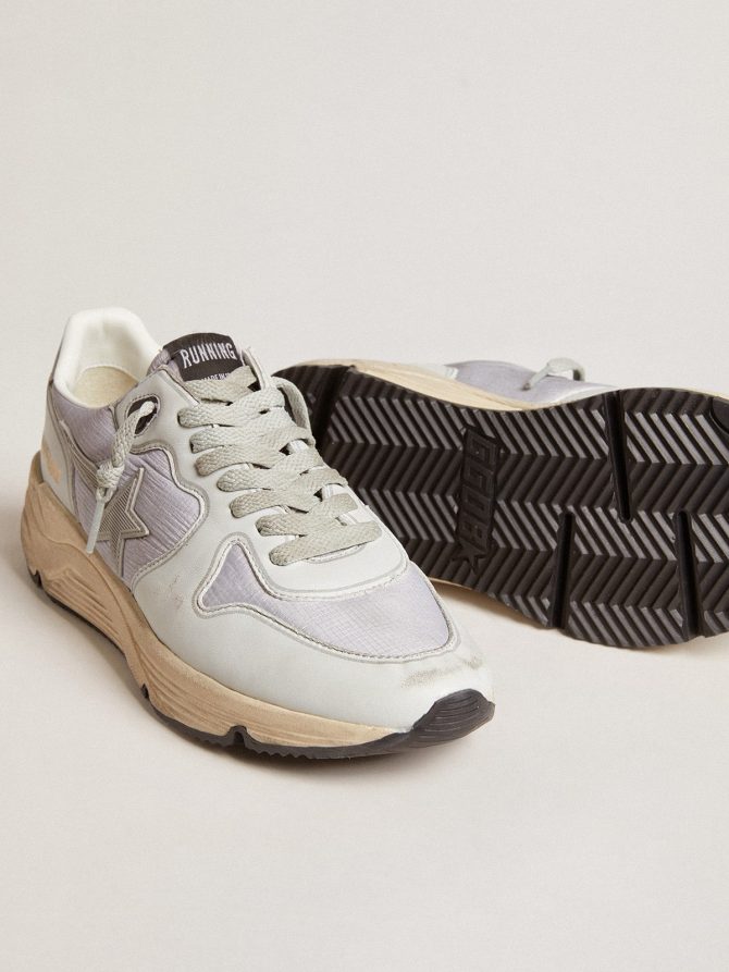 Running Sole in nylon and nappa with rubber star and leather heel tab - Image 3