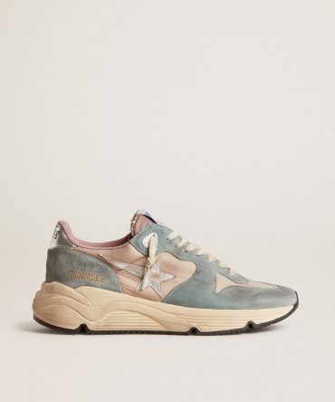 Women’s Running Sole in pink nylon and light-blue suede with silver leather star