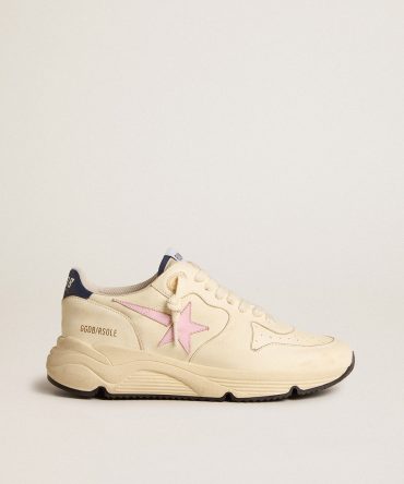 Women’s Running Sole in nappa leather with pink leather star and blue leather heel tab