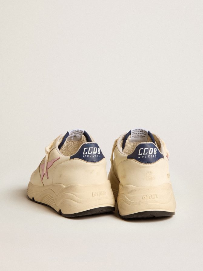 Women’s Running Sole in nappa leather with pink leather star and blue leather heel tab - Image 4