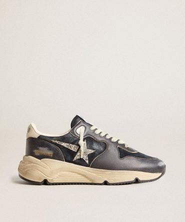 Women’s Running Sole in dark blue suede with silver glitter star