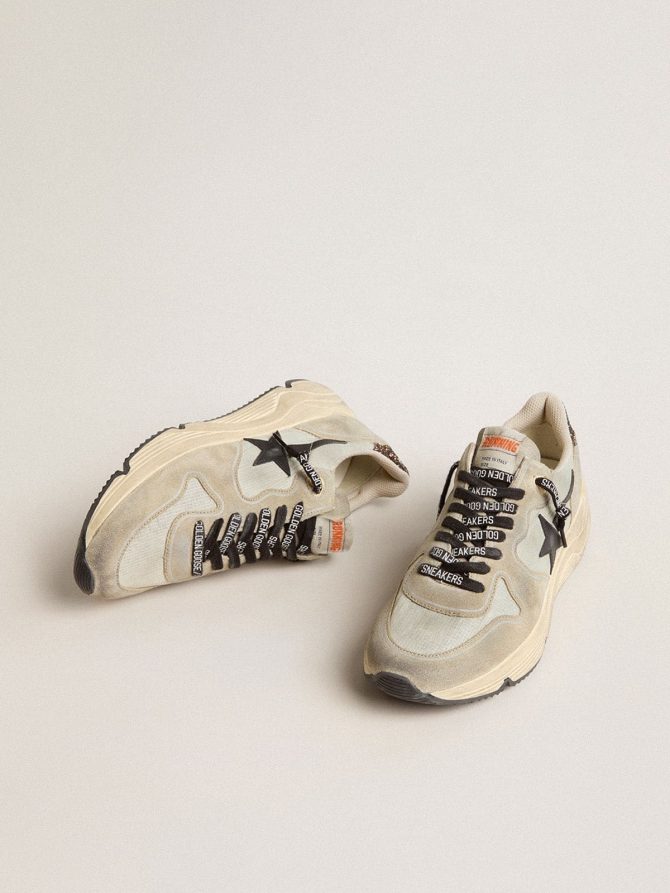 Women’s Running Sole in gray nylon with black star and glitter heel tab - Image 2